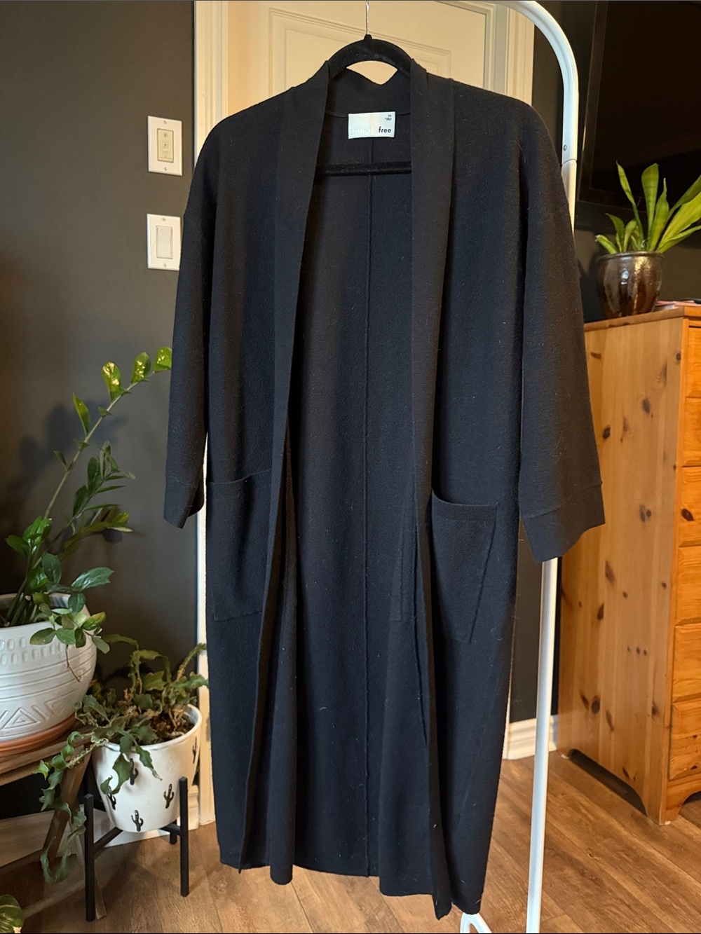 Wilfred Free Black Open-Front Long Duster Cardigan